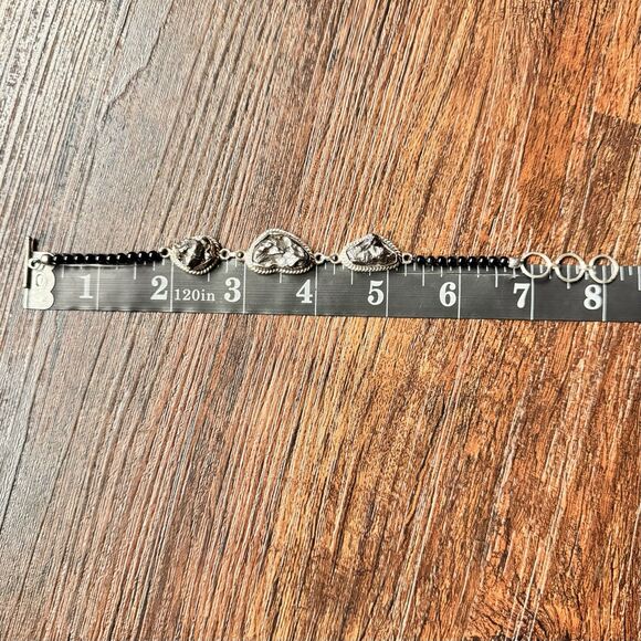 Vintage Meteorite & Black Spinel Bracelet 7" - 8" in Sterling Silver D’Joy NIB - Picture 12 of 14